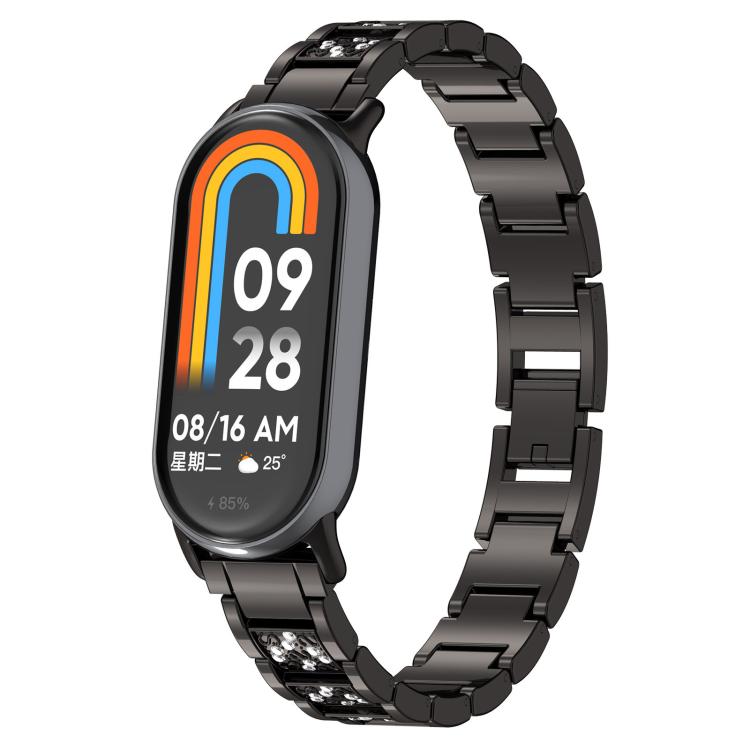 For Xiaomi Smart Band 10 / 9 / 8 / NFC 14mm xDfind Diamond Jewelry Stainless Steel Watch Band(Black) by xDfind