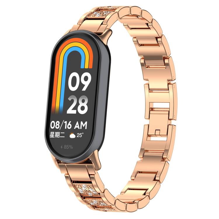 For Xiaomi Smart Band 10 / 9 / 8 / NFC 14mm xDfind Diamond Jewelry Stainless Steel Watch Band(Rose Gold) by xDfind