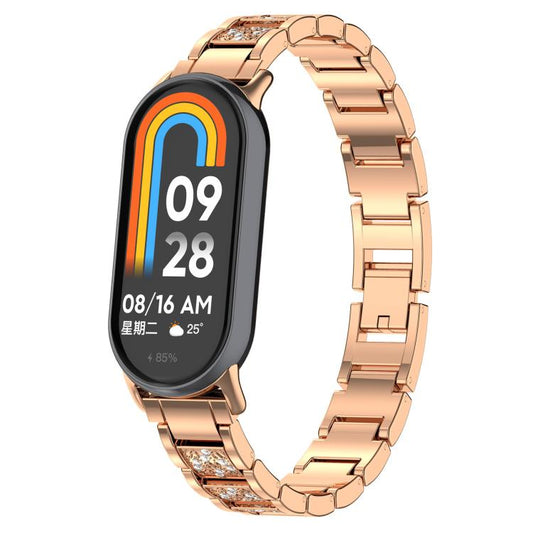 For Xiaomi Smart Band 10 / 9 / 8 / NFC 14mm xDfind Diamond Jewelry Stainless Steel Watch Band(Rose Gold) by xDfind
