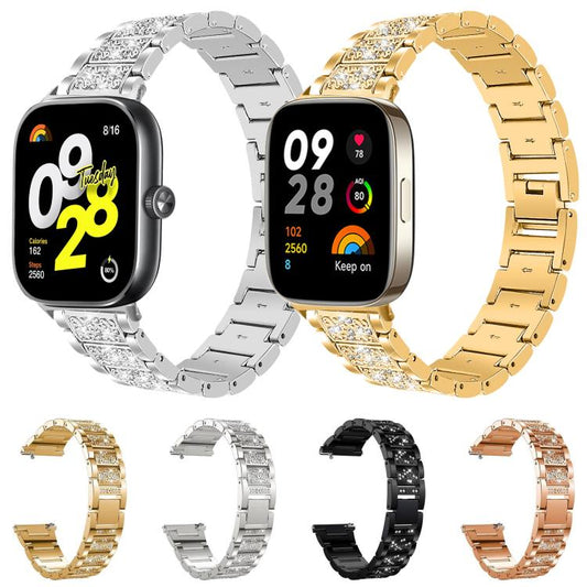 For Xiaomi Smart Band 9 Pro/Redmi Watch 5 20mm xDfind Diamond Jewelry Stainless Steel Watch Band(Gold) by xDfind