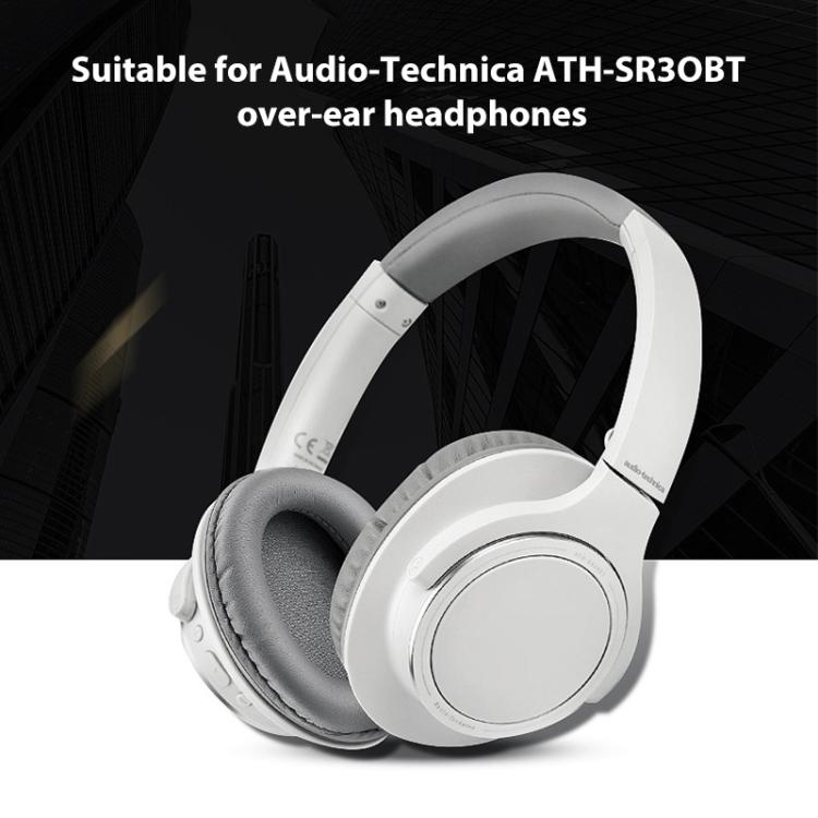 Sponge Earmuffs Replacement Earpads For Audio-Technica ATH-SR30BT, Style:Grey Leather Headband by bashfashion