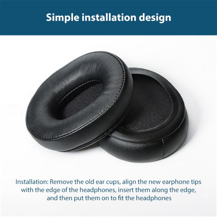 2pcs Sponge Earmuffs Replacement Earpads For Audio Technica ATH-M60X, Model:Black Protein Leather by bashfashion