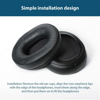 2pcs Sponge Earmuffs Replacement Earpads For Audio Technica ATH-M60X, Model:Black Protein Leather by bashfashion