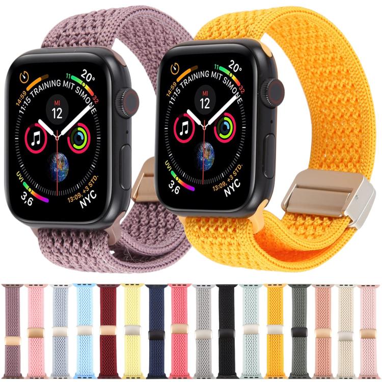For Apple Watch 46mm / 49mm / 45mm / 44mm Magnetic Buckle Breathable Knitted Nylon Watch Band(Smoky Purple) by bashfashion