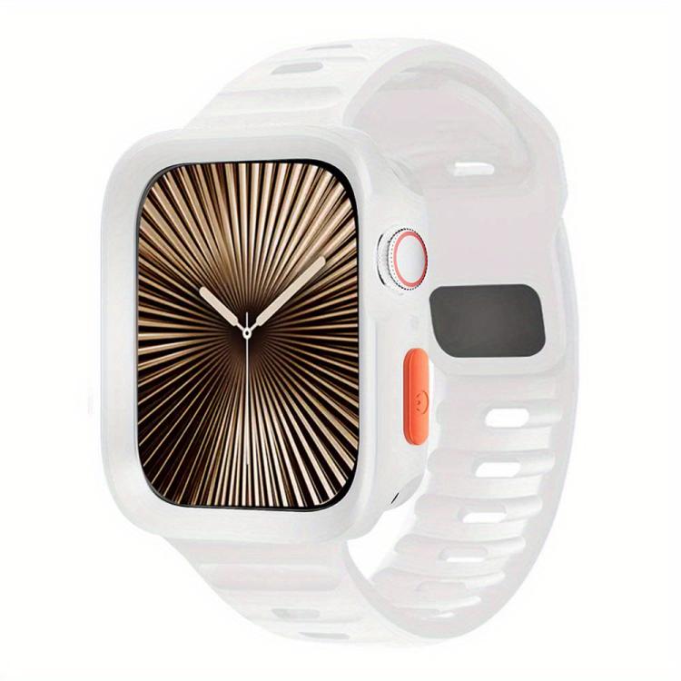 For Apple Watch Ultra 3 / 2 / 1 49mm Wave Texture Reverse Buckle Silicone Watch Band with TPU Case(White) by bashfashion