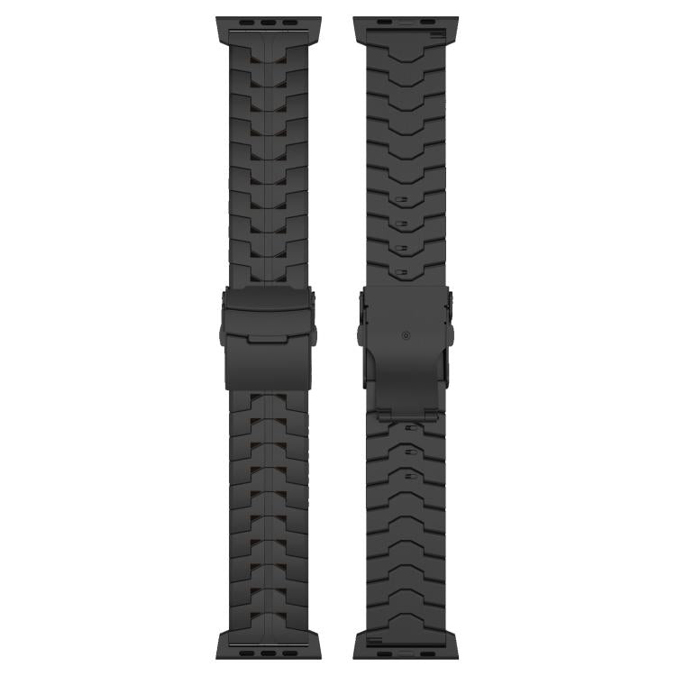 For Apple Watch 46mm / 49mm / 45mm / 44mm 26mm Quick Release Flat Buckle Titanium Alloy Watch Band(Black) by bashfashion