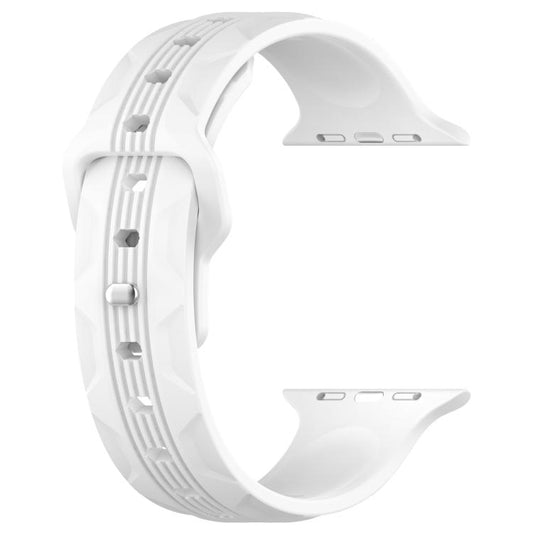 For Apple Watch 46mm / 49mm / 45mm / 44mm Vertical Grain Reverse Buckle Silicone Watch Band(White) by bashfashion