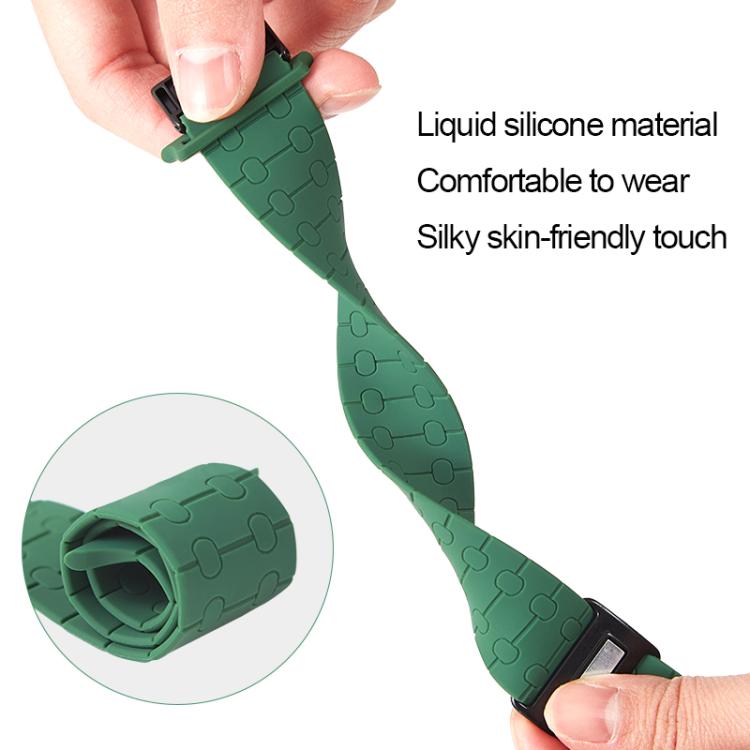 For Apple Watch 46mm / 49mm / 45mm / 44mm Magnetic Buckle Breathable Silicone Watch Band(Deep) by bashfashion