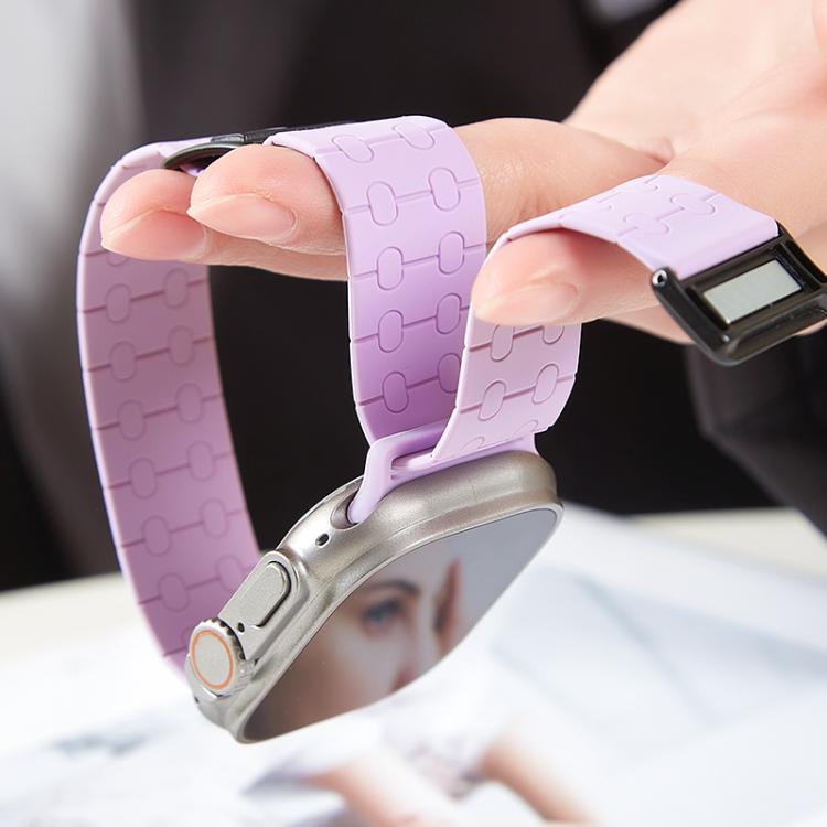 For Apple Watch 46mm / 49mm / 45mm / 44mm Magnetic Buckle Breathable Silicone Watch Band(Deep) by bashfashion