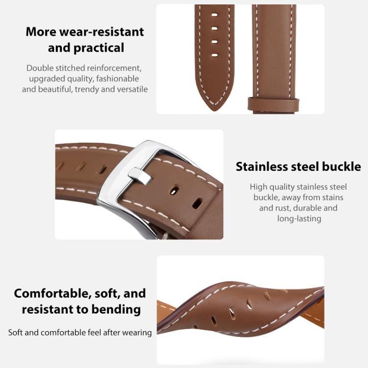 For Garmin Fenix 8/7/6/5 22mm 20mm xDfind Flat Head Black Shark Fine Grain Leather Watch Band(Grey) by xDfind