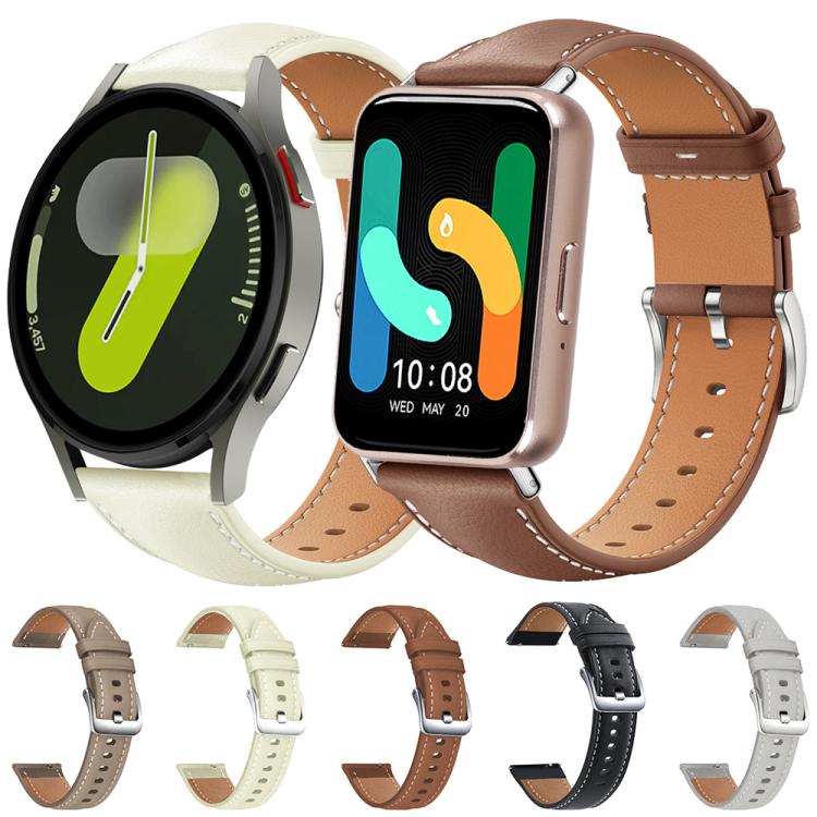 For Samsung Galaxy Watch Ultra / Ultra 2025 xDfind Flat Head Black Shark Fine Grain Leather Watch Band(Grey) by xDfind