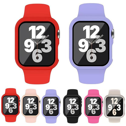 For Apple Watch Series 10 / 11 46mm Pin Buckle Silicone Watch Band with Film Integrated PC Case(Starlight) by bashfashion