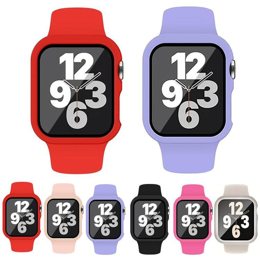 For Apple Watch Series 10 / 11 46mm Pin Buckle Silicone Watch Band with Film Integrated PC Case(Starlight) by bashfashion