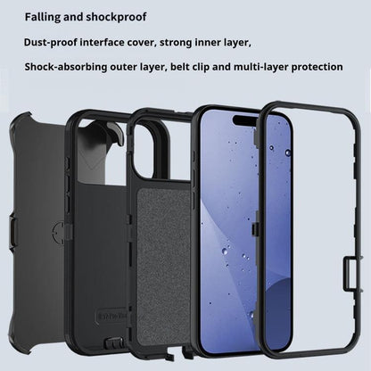 For iPhone 17 Pro Max Kalebol Shockproof PC Hybrid TPU Phone Case with Back Clip(Black) by Kalebol