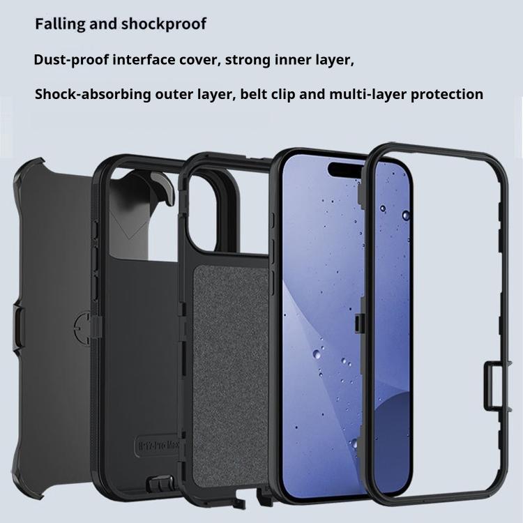 For iPhone Air Kalebol Shockproof PC Hybrid TPU Phone Case with Back Clip(Black) by Kalebol