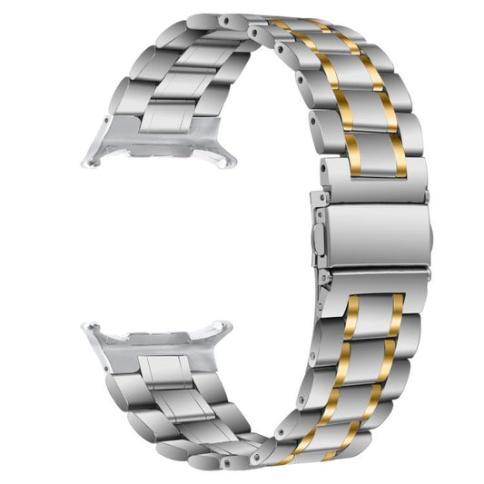 For Samsung Galaxy Watch Ultra / Ultra 2025 Five Beads Stainless Steel Metal Watch Band(Silver Gold) by bashfashion