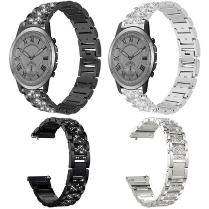 For Fossil Q Machine Hybrid Watch 22mm xDfind Diamond Jewelry Stainless Steel Watch Band(Silver) by xDfind