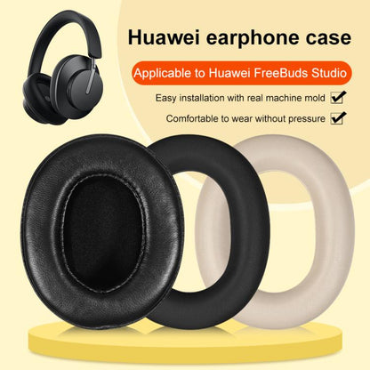 2pcs Snap-on Leather Earpads For Huawei FreeBuds Studio, Material:Protein Gold by bashfashion
