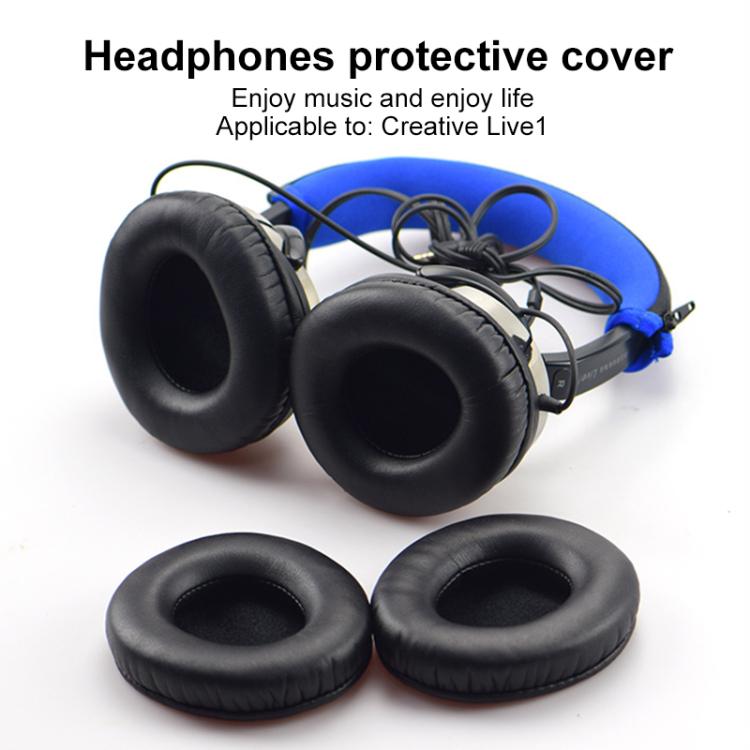 2pcs Protein Leather Earpads For Creative Aurvana Live 1(Black) by bashfashion