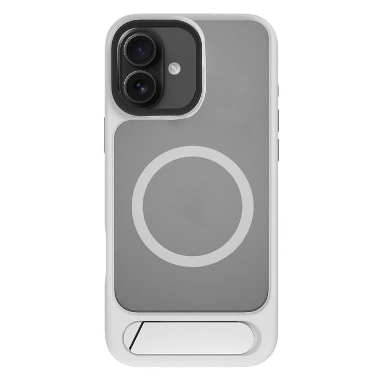 For iPhone 17 Kalebol MagSafe Invisible Tilt Holder PC Hybrid TPU Case(Grey White) by Kalebol
