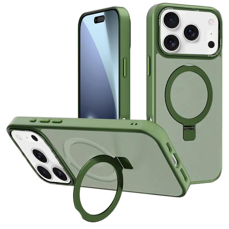 For iPhone 17 Pro Max Kalebol Metal Lens Frame MagSafe Holder Frosted PC Phone Case(Dark Green) by Kalebol