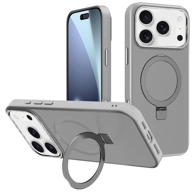 For iPhone 17 Pro Max Kalebol Metal Lens Frame MagSafe Holder Frosted PC Phone Case(Grey) by Kalebol