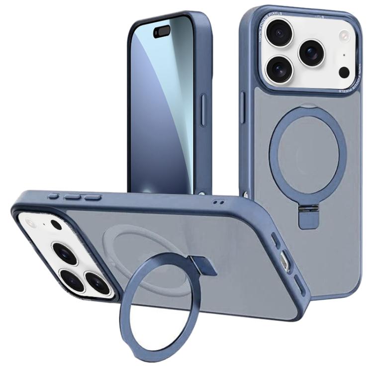 For iPhone 17 Pro Max Kalebol Metal Lens Frame MagSafe Holder Frosted PC Phone Case(Sierra Blue) by Kalebol