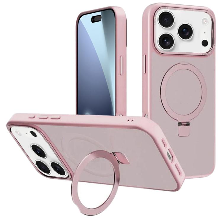 For iPhone 17 Pro Kalebol Metal Lens Frame MagSafe Holder Frosted PC Phone Case(Pink) by Kalebol