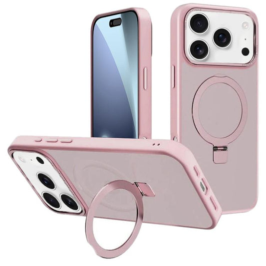 For iPhone 17 Pro Kalebol Metal Lens Frame MagSafe Holder Frosted PC Phone Case(Pink) by Kalebol