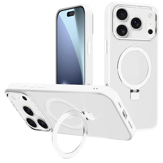 For iPhone 17 Pro Kalebol Metal Lens Frame MagSafe Holder Frosted PC Phone Case(Frosted White) by Kalebol