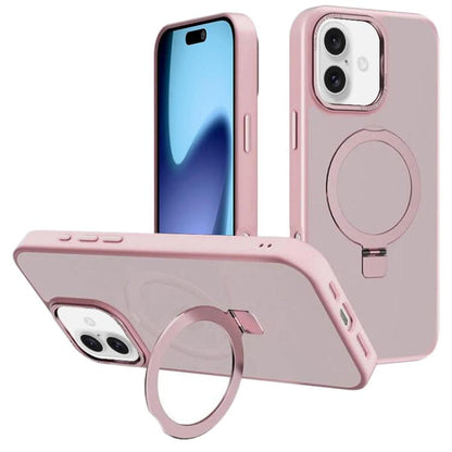 For iPhone 17 Kalebol Metal Lens Frame MagSafe Holder Frosted PC Phone Case(Pink) by Kalebol