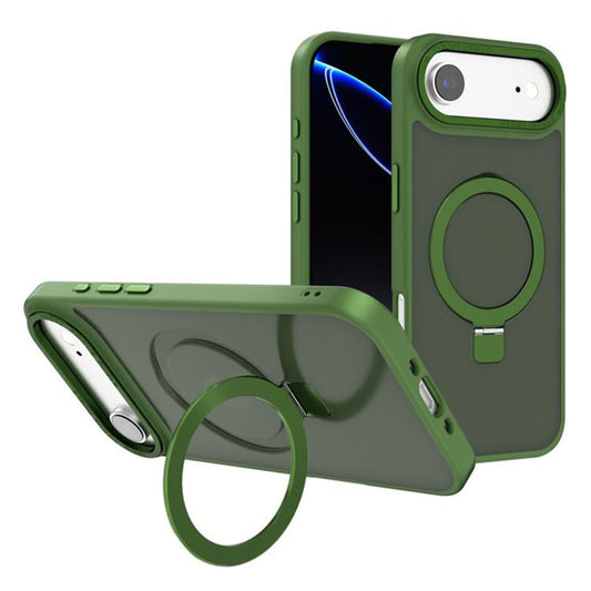 For iPhone Air Kalebol Metal Lens Frame MagSafe Holder Frosted PC Phone Case(Dark Green) by Kalebol