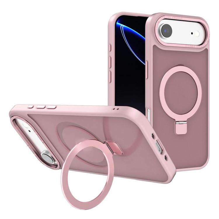 For iPhone Air Kalebol Metal Lens Frame MagSafe Holder Frosted PC Phone Case(Pink) by Kalebol