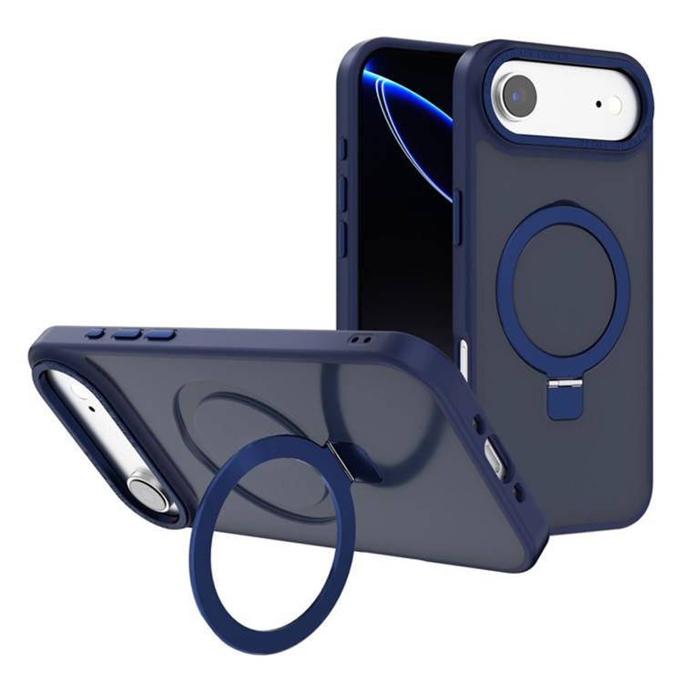 For iPhone Air Kalebol Metal Lens Frame MagSafe Holder Frosted PC Phone Case(Navy Blue) by Kalebol