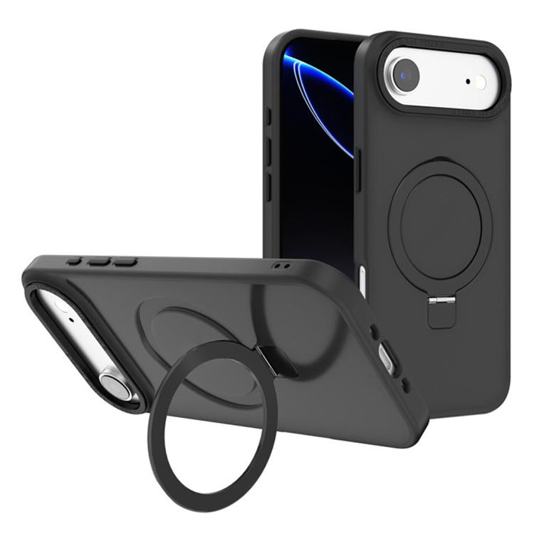 For iPhone Air Kalebol Metal Lens Frame MagSafe Holder Frosted PC Phone Case(Black) by Kalebol
