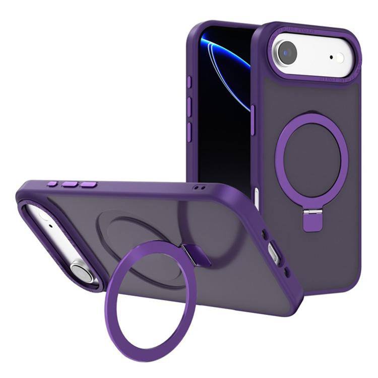 For iPhone Air Kalebol Metal Lens Frame MagSafe Holder Frosted PC Phone Case(Dark Purple) by Kalebol