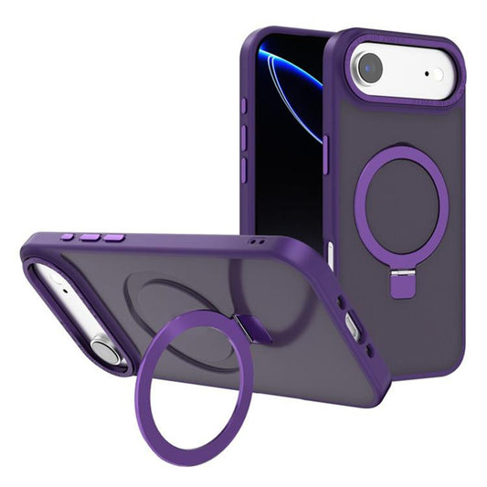For iPhone Air Kalebol Metal Lens Frame MagSafe Holder Frosted PC Phone Case(Dark Purple) by Kalebol
