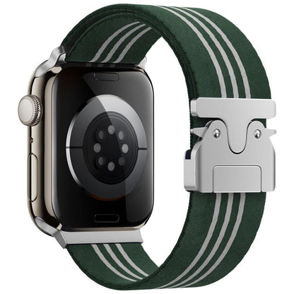 For Apple Watch 38 / 40 / 41 / S10 42mm xDfind Parachute Buckle 3-Stripe Braided Nylon Watch Band(Green White) by xDfind