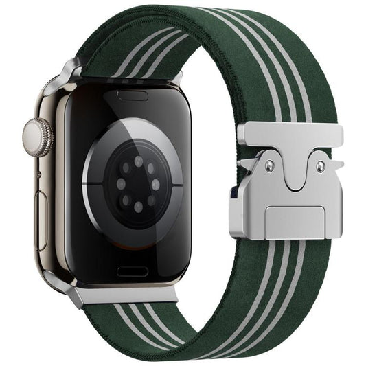 For Apple Watch 38 / 40 / 41 / S10 42mm xDfind Parachute Buckle 3-Stripe Braided Nylon Watch Band(Green White) by xDfind