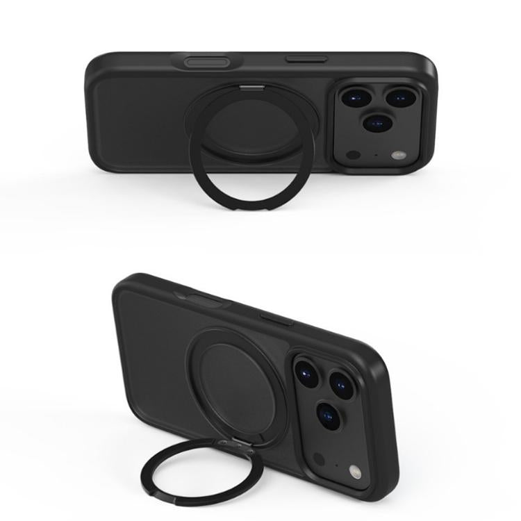 For iPhone 17 Pro Kalebol Frosted MagSafe Holder Acrylic Hybrid TPU Phone Case(Black) by Kalebol