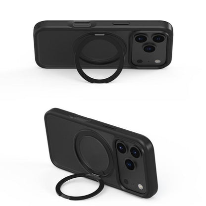 For iPhone 17 Pro Kalebol Frosted MagSafe Holder Acrylic Hybrid TPU Phone Case(Black) by Kalebol