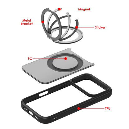 For iPhone 17 Pro Kalebol Frosted MagSafe Holder Acrylic Hybrid TPU Phone Case(Transparent) by Kalebol