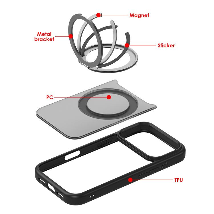 For iPhone 17 Pro Max Kalebol Frosted MagSafe Holder Acrylic Hybrid TPU Phone Case(Black) by Kalebol