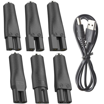 7pcs / Set DC 5.5 x 2.1mm Female to Shaver Interface Charging Adapter Converter by bashfashion