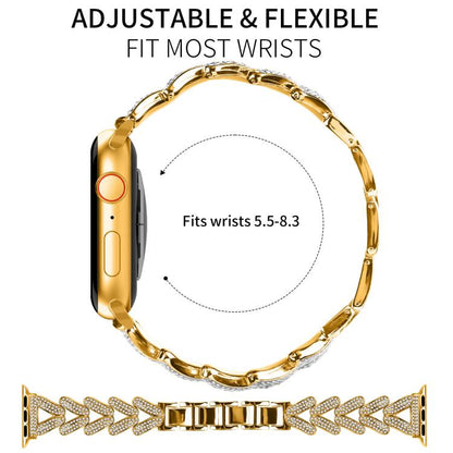 For Apple Watch 38 / 40 / 41 / S10 42mm 20mm xDfind Small Twist Diamond Metal Watch Band(Gold) by xDfind