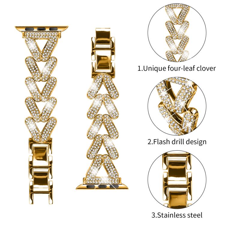 For Apple Watch 38 / 40 / 41 / S10 42mm 20mm xDfind Small Twist Diamond Metal Watch Band(Gold) by xDfind