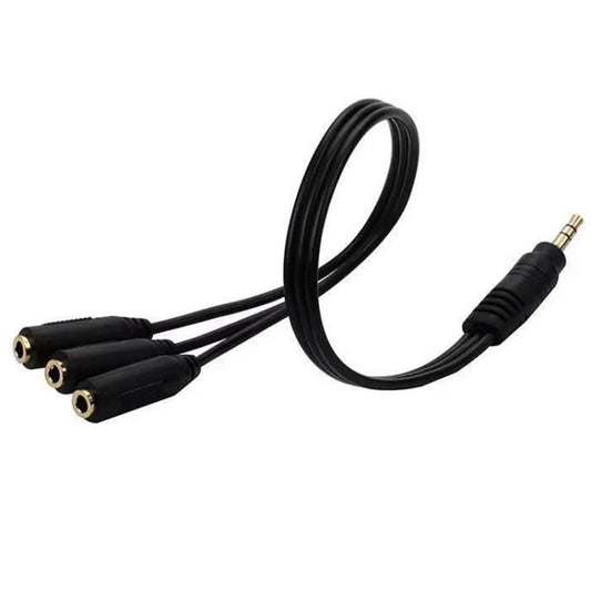 3 in 1 DC 3.5mm Audio Cable with Stereo(Black) by bashfashion