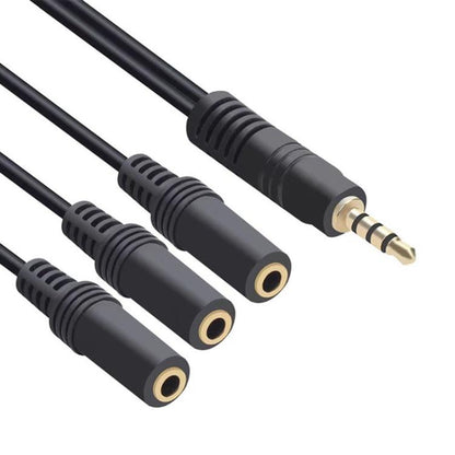 3 in 1 DC 3.5mm Audio Cable with Stereo(Black) by bashfashion