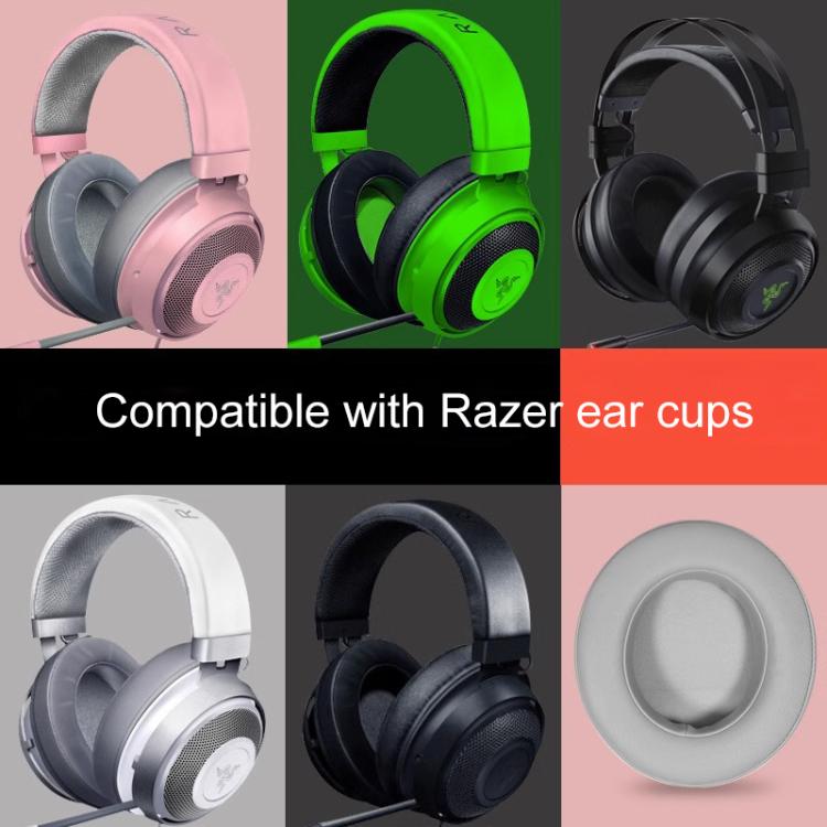 2pcs Insert Replacement Earpads For Razer Kraken Tournament / Edition / Kraken Kitty, Material:Protein Leather and Ice Silk Fabric(Grey) by bashfashion