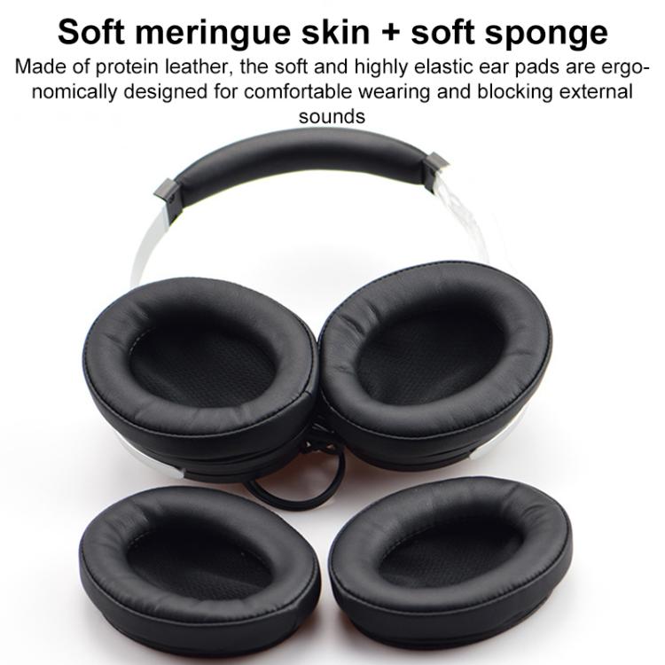 2pcs Push-on Replacement Earpads For DENON AH D1100 / AH-NC800, Material:Protein Leather(Black) by bashfashion